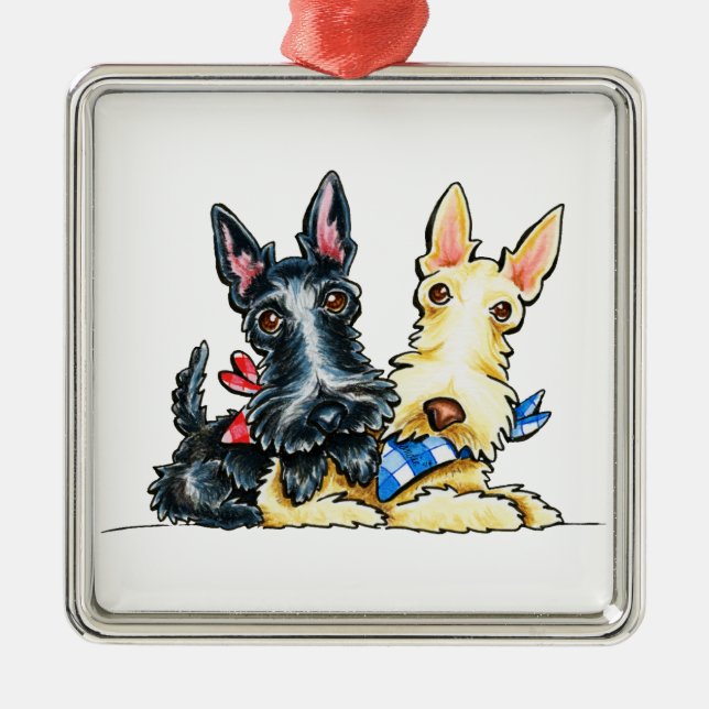 Ornamento De Metal Scottie Gingham Cuties (Frente)