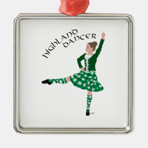 Ornamento De Metal Scottish Highland Dancer - Green