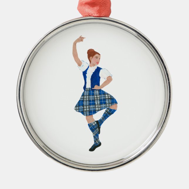 Ornamento De Metal Scottish Highland Dancer - Nevil Xadrez (Frente)