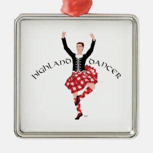 Ornamento De Metal Scottish Highland Fling - Xadrez Vermelho