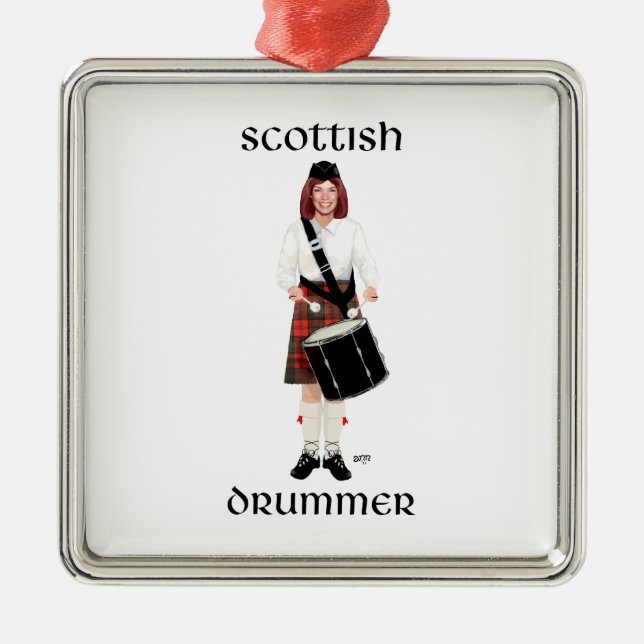 Ornamento De Metal Scottish Lassie - Tambor Tenor (Frente)