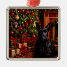 Ornamento De Metal Scottish Terrier Holiday
