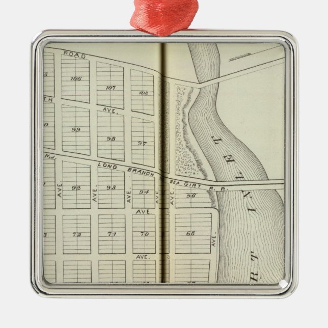 Ornamento De Metal Sea Girt and Primavera Lake Beach, Condado de Monm (Frente)