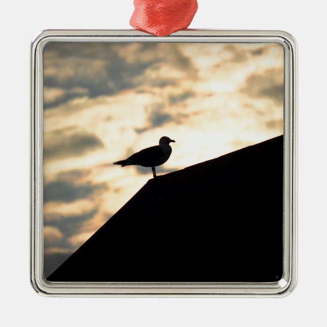Ornamento De Metal Sea Gull Sunset (Frente)