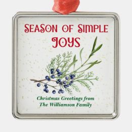 Ornamento De Metal Season of Simple Joys Blue Juniper Christmas