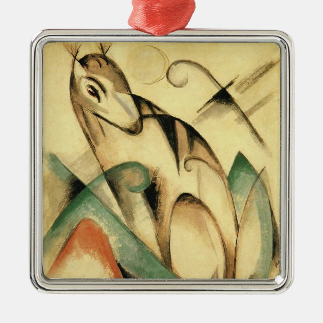 Ornamento De Metal Seated Mythical Animal (por Franz Marc) (Frente)