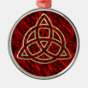 Ornamento De Metal Seda do vermelho de Triquetra