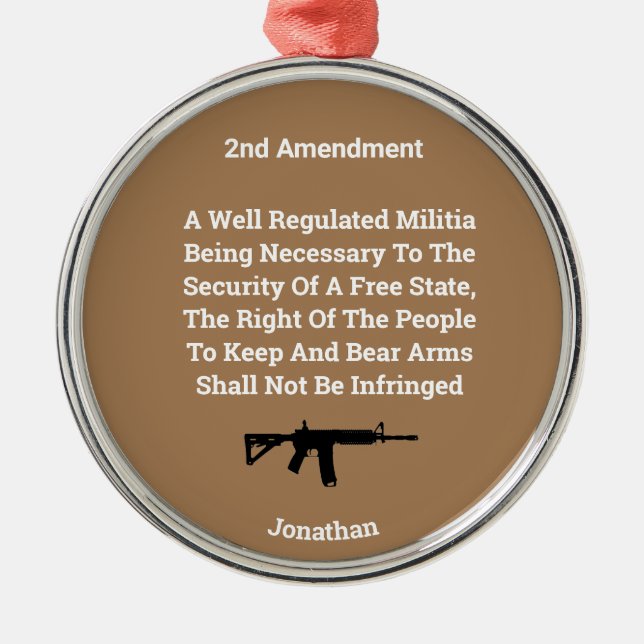 Ornamento De Metal Segunda Emenda Constituição dos EUA (Frente)