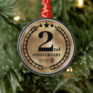 Ornamento De Metal segundo Dourado Aniversário de negócios Natal