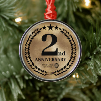 Ornamento De Metal segundo Dourado Aniversário de negócios Natal