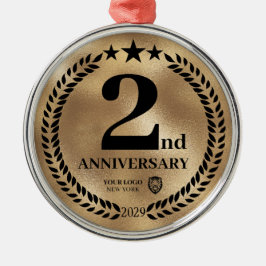 Ornamento De Metal segundo Dourado Aniversário de negócios Natal