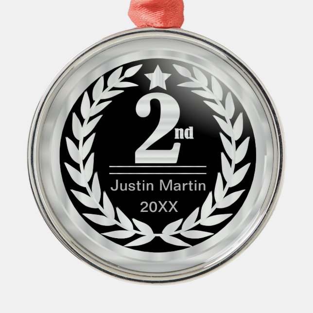 Ornamento De Metal Segundo lugar no Prêmio da Medalha Preta e Branca (Frente)