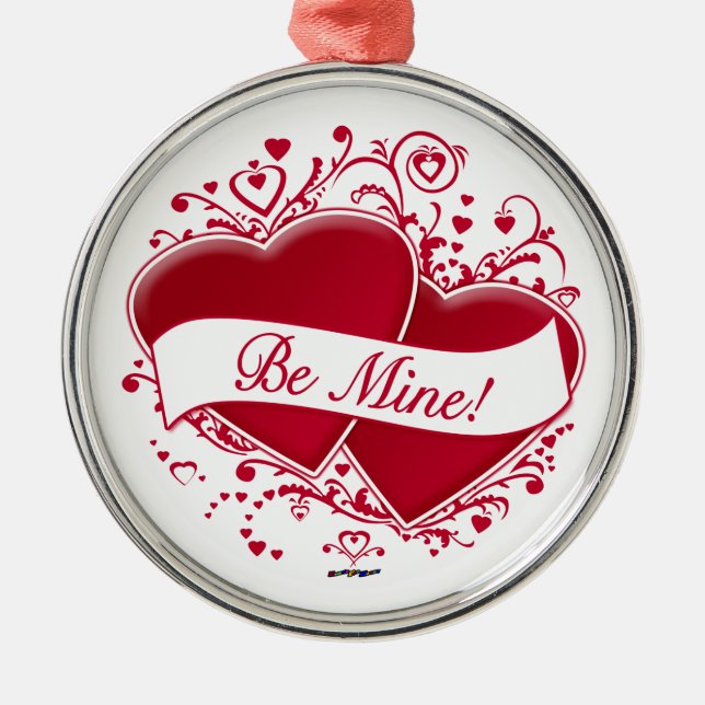 Ornamento De Metal Seja meu! Corações Vermelhos (Frente)