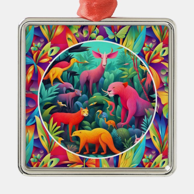 Ornamento De Metal Selva Animal (Frente)