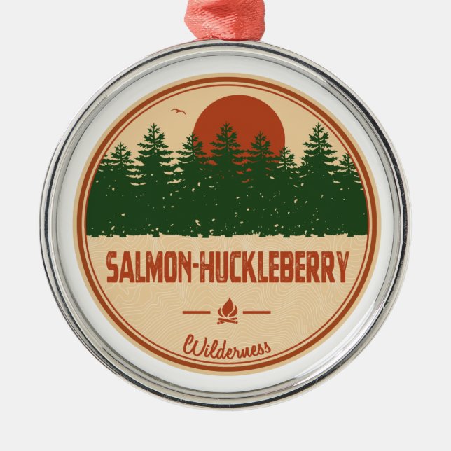 Ornamento De Metal Selvagem de Salmon-Huckleberry (Frente)