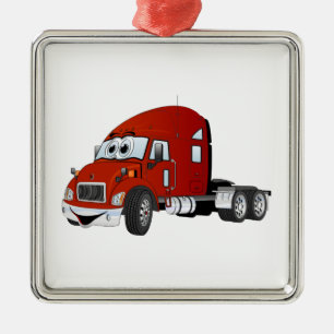 Ornamento De Metal Semi Truck Cab Red