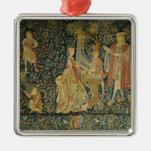 Ornamento De Metal Senhora que joga o órgão portative de