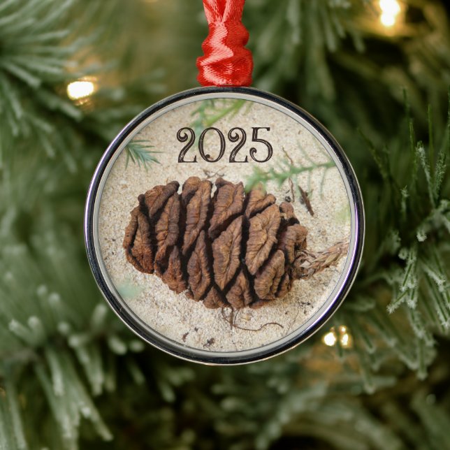 Ornamento De Metal Sequoia Cone em Areia (Árvore)