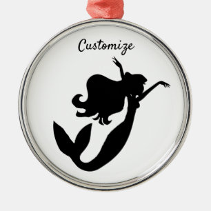Ornamento De Metal Sereia Negra Silhueta Thunder_Cove