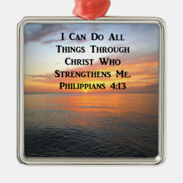 ORNAMENTO DE METAL SERENE SUNRISE PHILIPIANS 4:13 SCRIPTURE FOTO