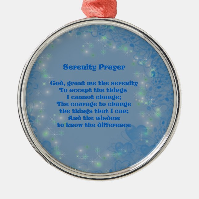 Ornamento De Metal Serenity Prayer Blue Hearts Inspiration (Frente)