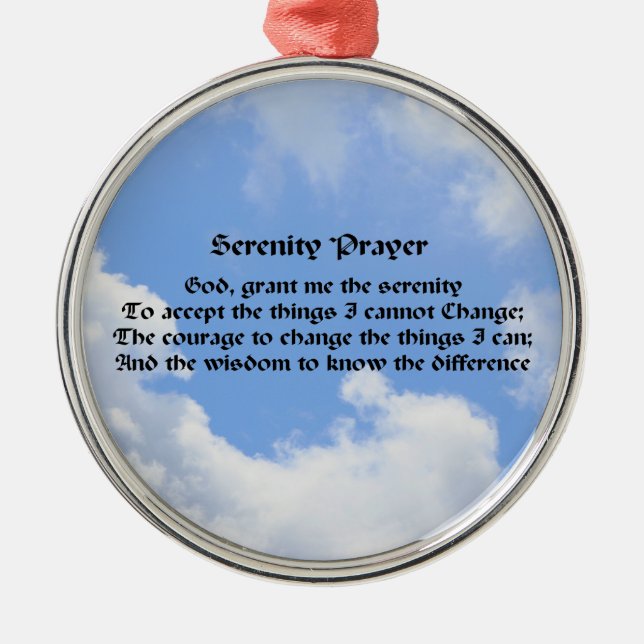 Ornamento De Metal Serenity Prayer Blue Sky Inspiração (Frente)