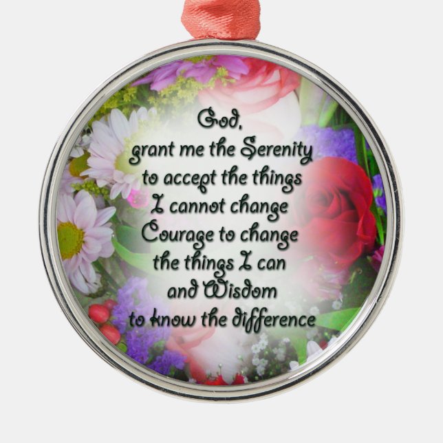 Ornamento De Metal Serenity Prayer Inspiração no Design Buquê (Frente)