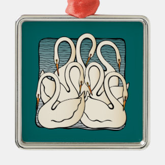 Ornamento De Metal Sete cisnes uma natação