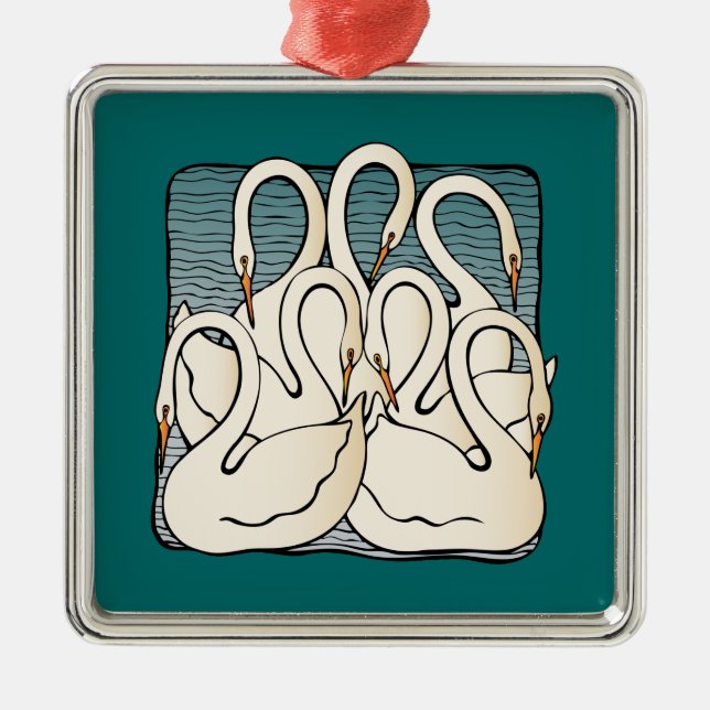 Ornamento De Metal Sete cisnes uma natação (Frente)