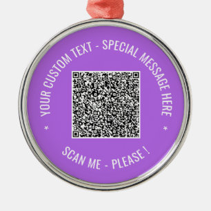 Ornamento De Metal Seu Código QR Scan e Texto Personalizado Personali