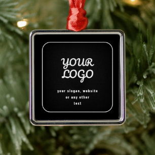 Ornamento De Metal Seu Logotipo & Slogan ou outro texto Preto & Bra