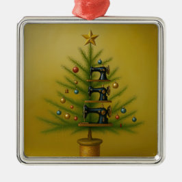Ornamento De Metal Sewing machine Christmas tree Happy Crafty Xmas