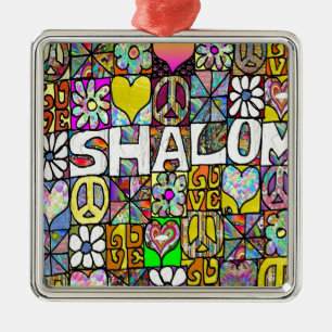 Ornamento De Metal Shalom LOVE Psicodélico dos anos 60