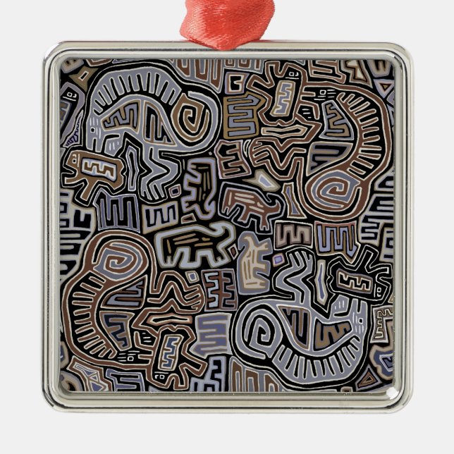 Ornamento De Metal Shaman Peyote Espíritos Ritais Serpentes (Frente)