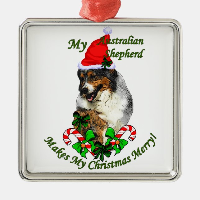 Ornamento De Metal Shepherd Christmas australiano (Frente)