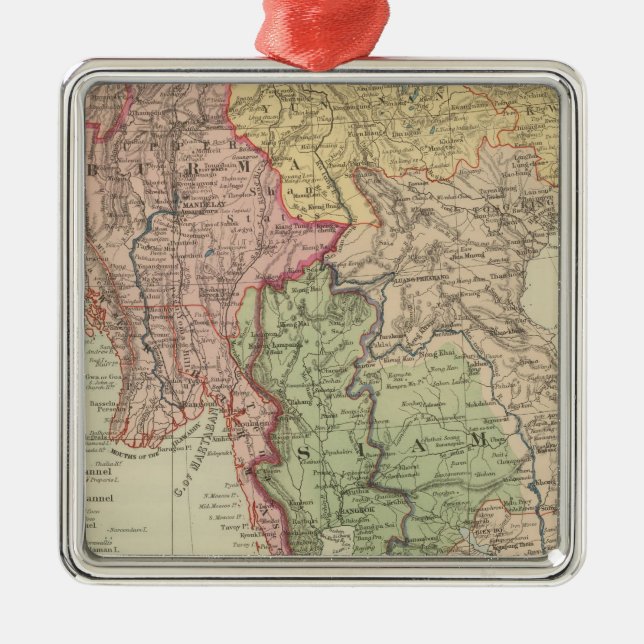 Ornamento De Metal Sião, Burma e Anam (Frente)