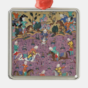 Ornamento De Metal Siavosh que joga o polo com Afrasiab