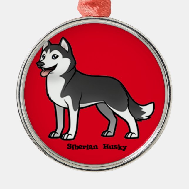 Ornamento De Metal Siberian Husky (Frente)