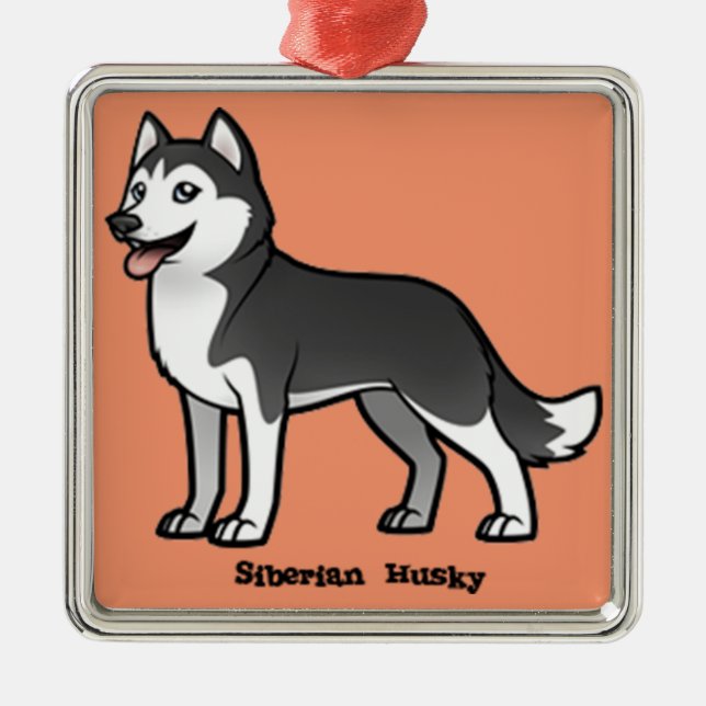 Ornamento De Metal Siberian Husky (Frente)