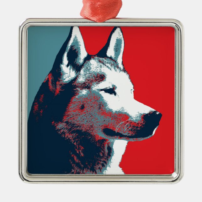 Ornamento De Metal Siberian Husky - Paródia Política Poster (Frente)