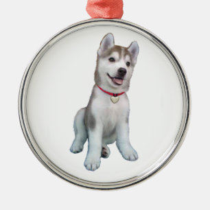 Ornamento De Metal Siberian Husky Puppy
