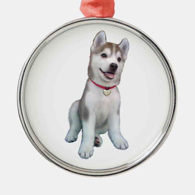 Ornamento De Metal Siberian Husky Puppy (Frente)