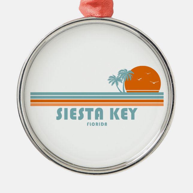 Ornamento De Metal Siesta Key Florida Sun Palm Trees (Frente)
