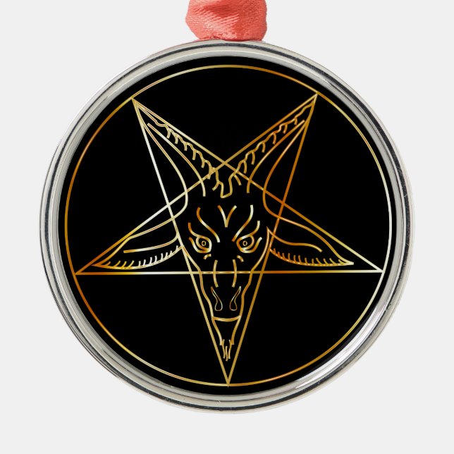 Ornamento De Metal Sigil dourado de Baphomet (Frente)