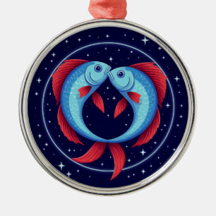 Ornamento De Metal Signo Zodíaco de Peixes em um Estilo Artístico Cós