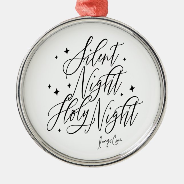 Ornamento De Metal Silent Night Holy Night Round Christmas Ornament (Frente)