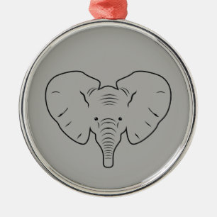Ornamento De Metal Silhueta de rosto elefante