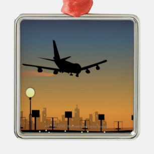 Ornamento De Metal Silhueta de um avião em vôo