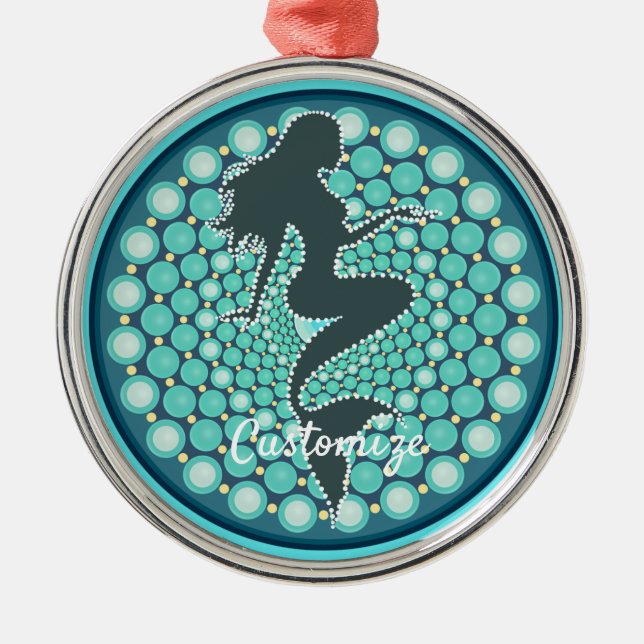 Ornamento De Metal Silhueta Sereia em Bolhas Thunder_Cove Metal O (Frente)