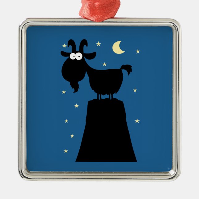 Ornamento De Metal Silhuette of Goat on Mountain (Frente)